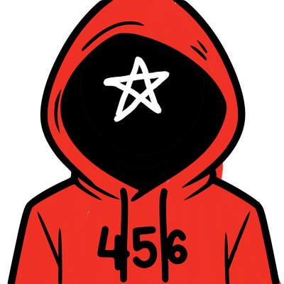 a person with non face waering a hoodie with a 456 symbol