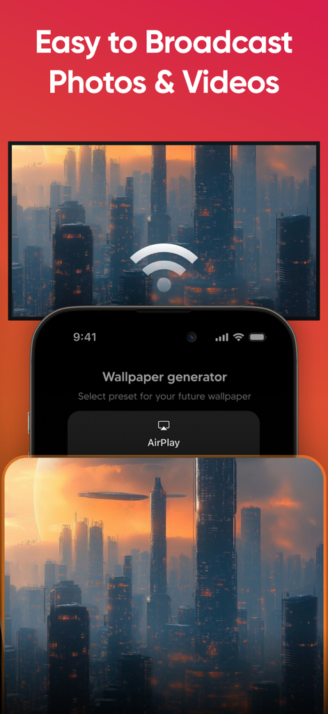 Fire TV Remote Universal Stick - An iPhone screen showing a wallpaper being broadcasted to a TV using the Fire TV Remote app