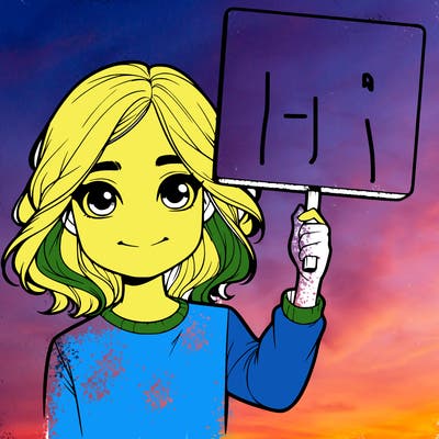 realistic girl holding up a sign