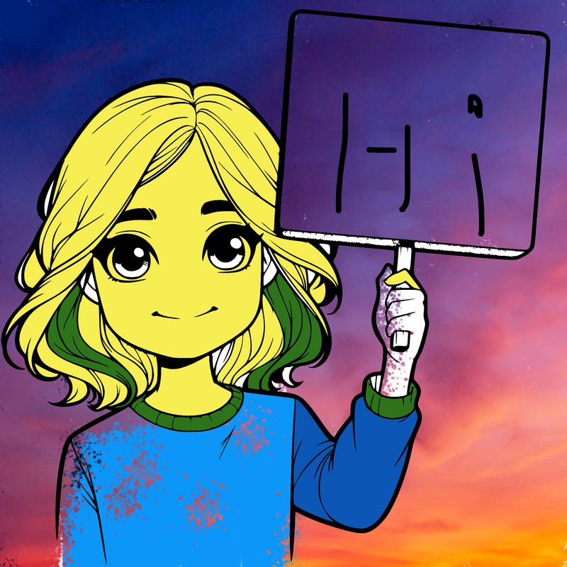 realistic girl holding up a sign