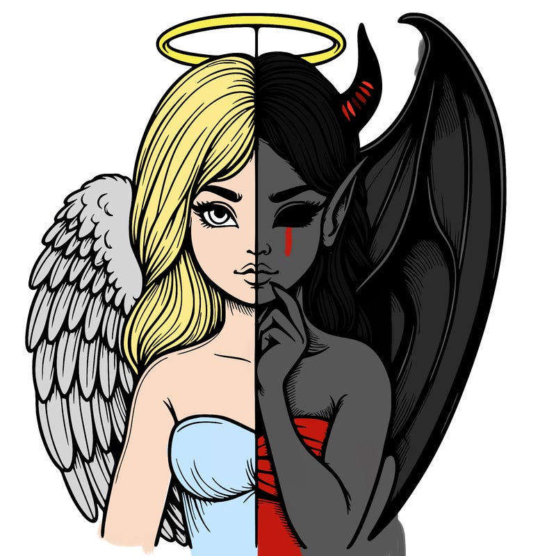 realistic angel half demon