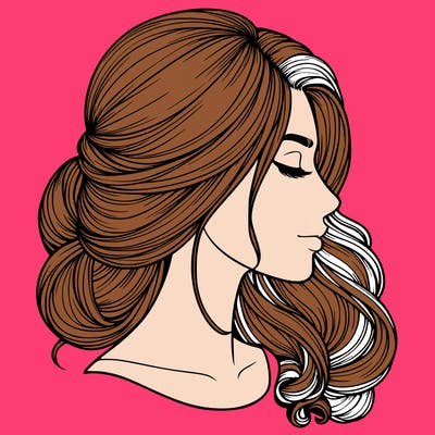 realistic woman's head & hair
