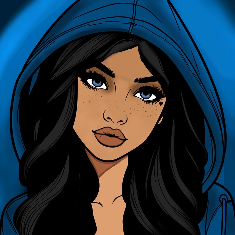 realistic beautiful girl with a hood on