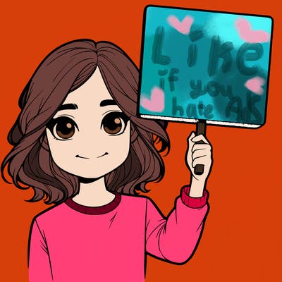 realistic girl holding up a sign