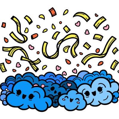 some confetti in air