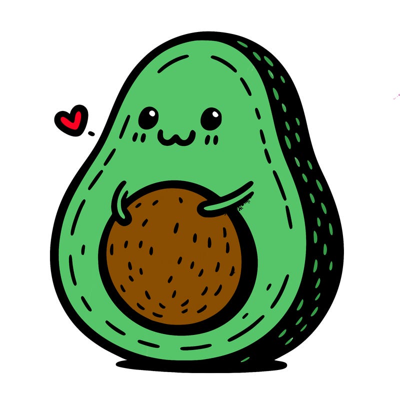 an avocado hugging an avocado