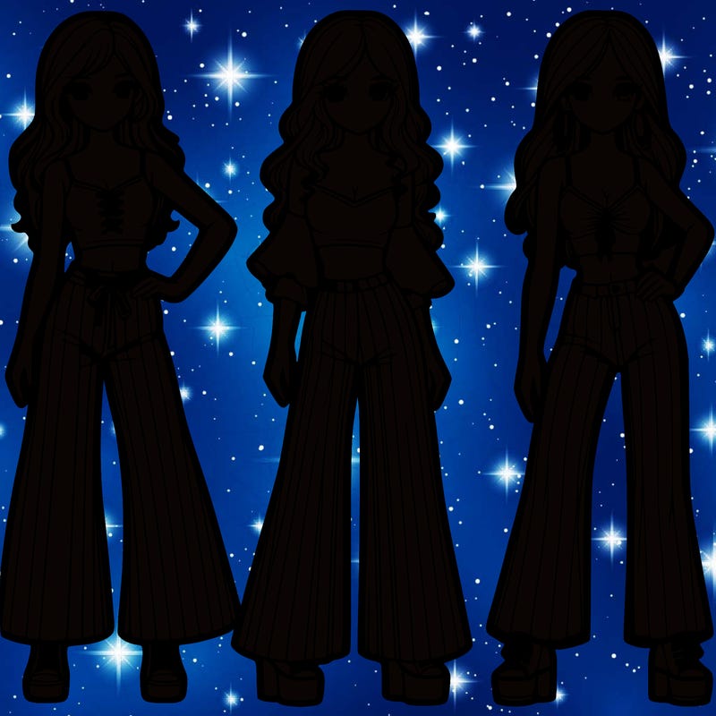 girls with flare pants and crop tops realistic