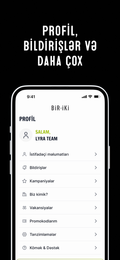 Bir İki Doner Shop - The user profile and settings menu screen of the Bir İki Doner Shop mobile app.