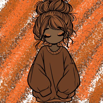 girl with baggy sweatshirt and messy bun