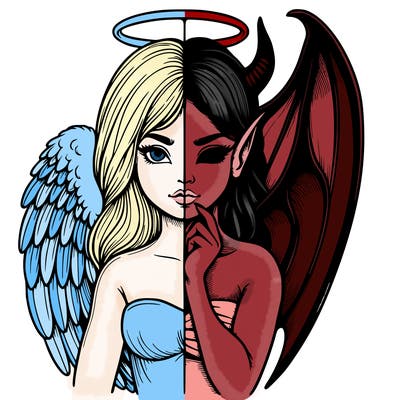 realistic angel half demon