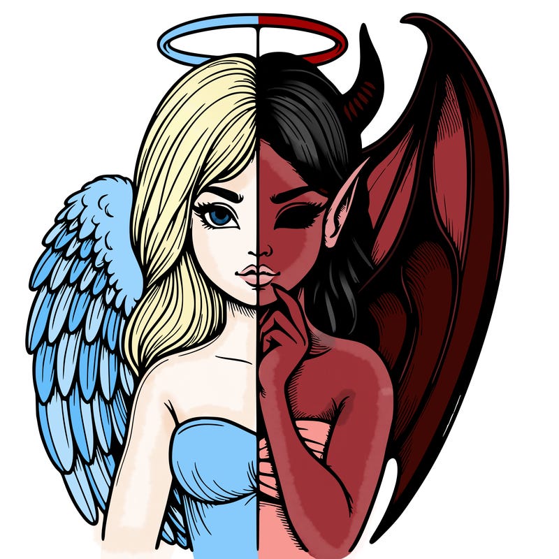 realistic angel half demon