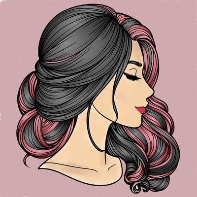 realistic woman's head & hair