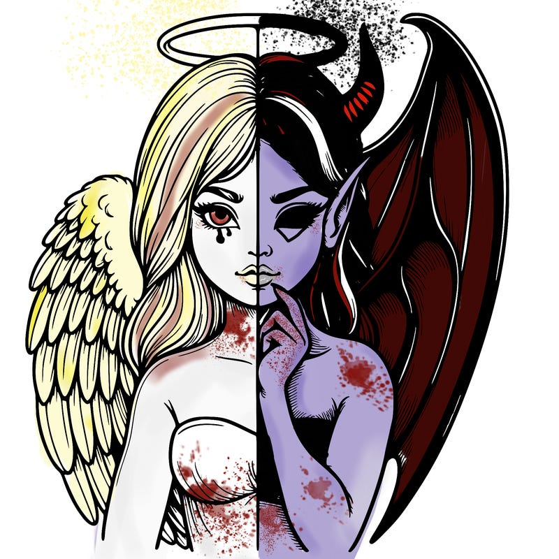 realistic angel half demon