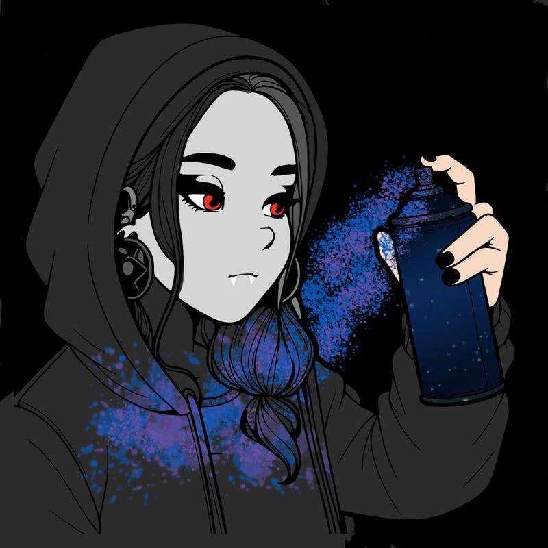 a realistic girl, spray painting