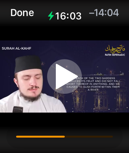 WatchClips - 再生コントロールが表示された講義を表示する Apple Watch 用 WatchClips アプリの動画再生画面