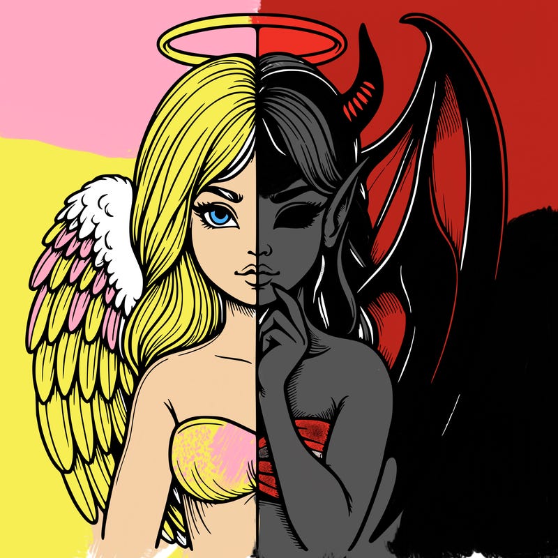 realistic angel half demon