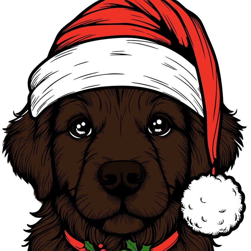 realistic dog with a christmas hat