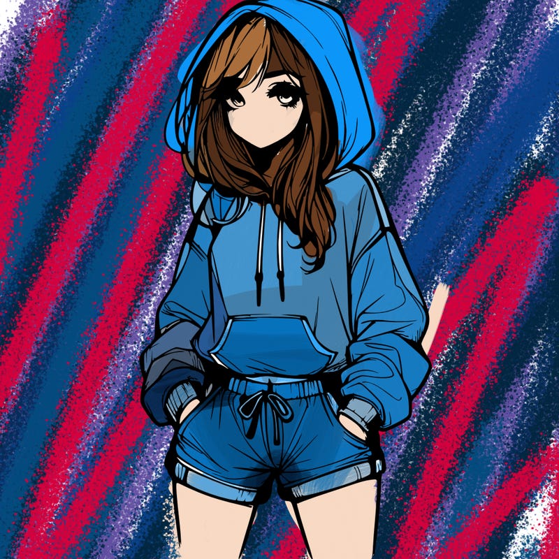 realistic girl in shorts and hoodie