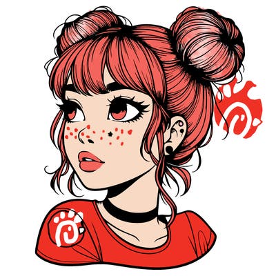 realistic girl with spacebuns