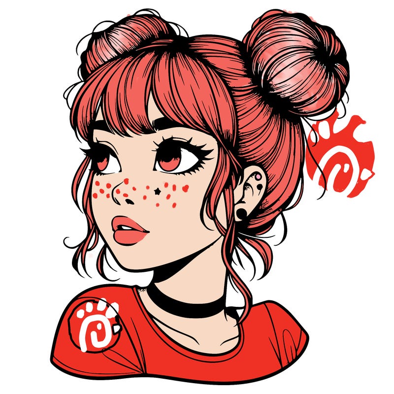 realistic girl with spacebuns