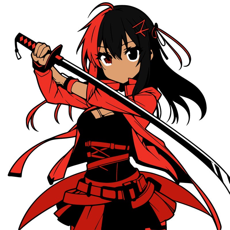 anime girl with sword in cool pose