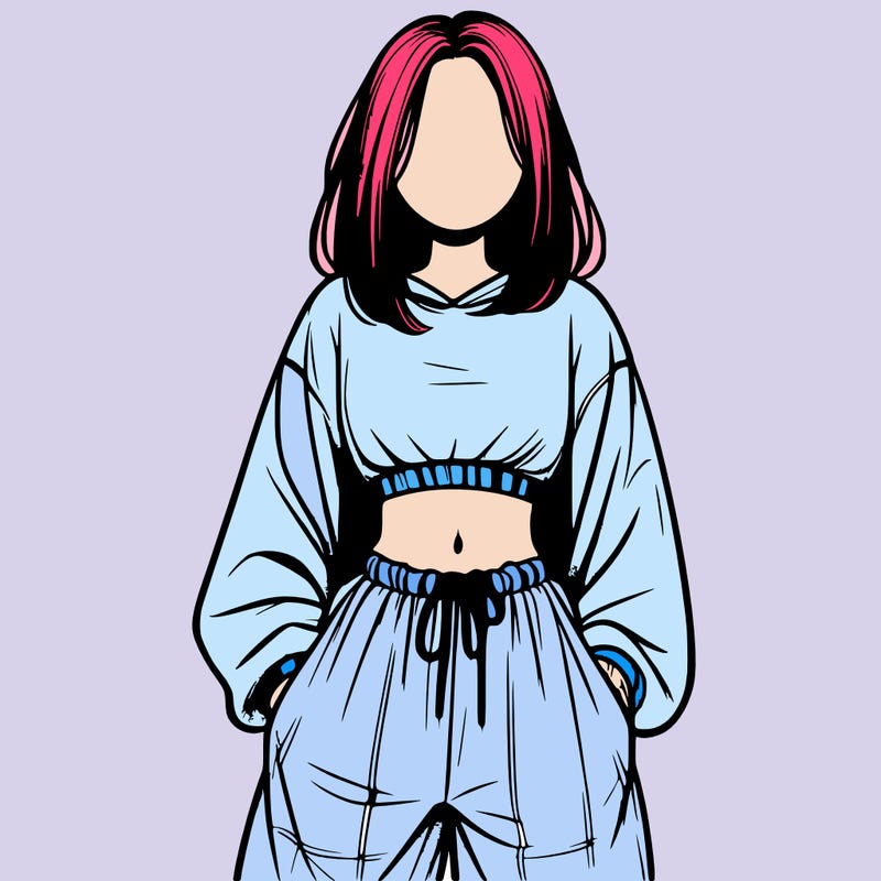 realistic girl faceless with baggy pants and a crop top