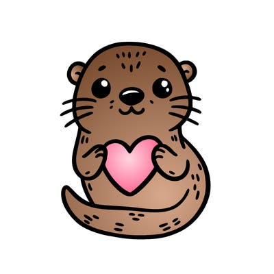 otter with a heart