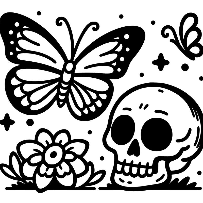 butterfly and a skull