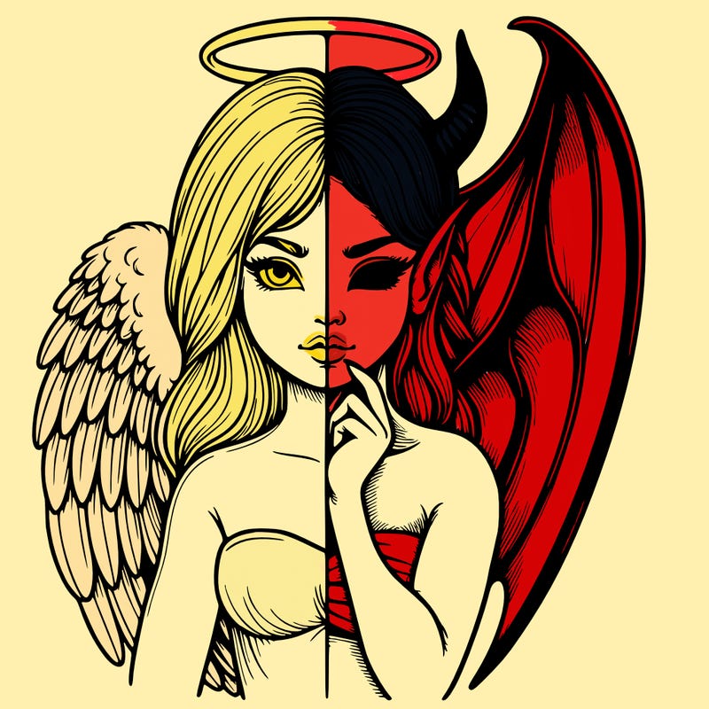 realistic angel half demon