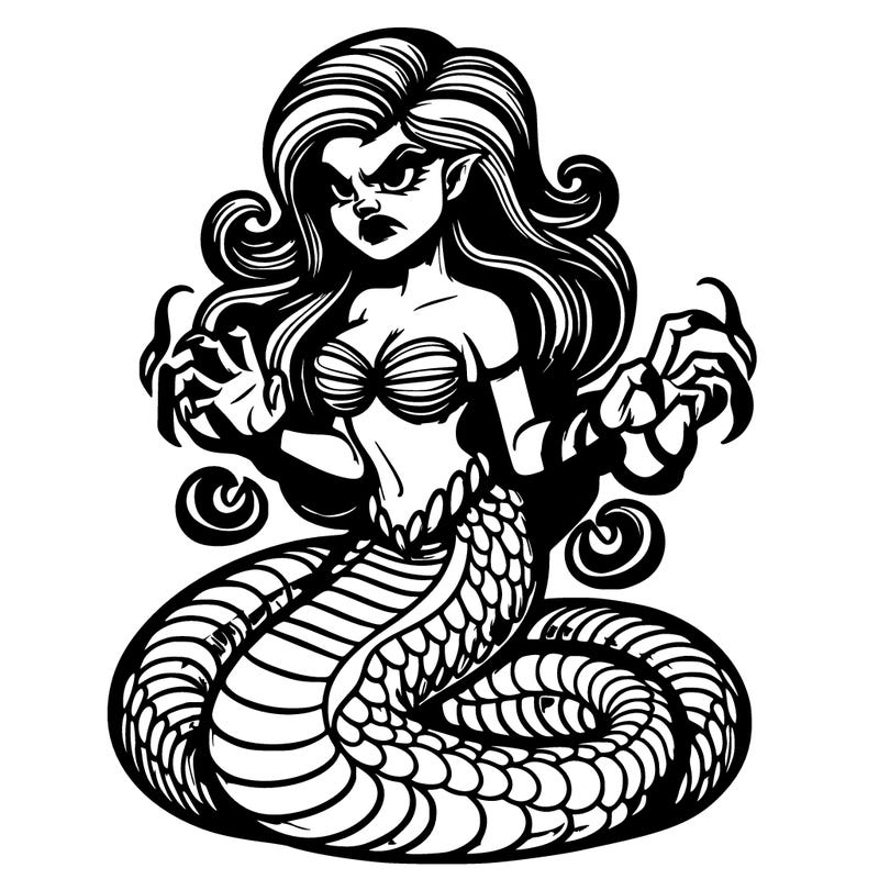 realistic evil venomous mermaid