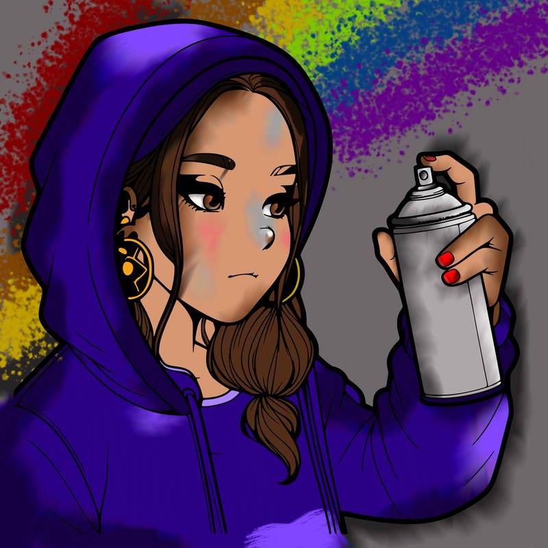 a realistic girl, spray painting