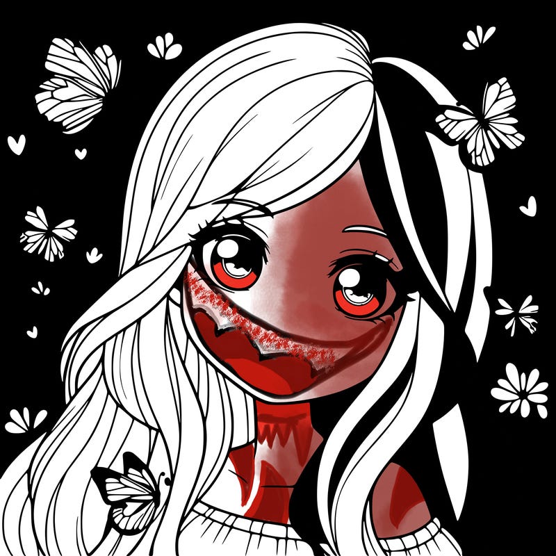 realistic girl with butterflies around her