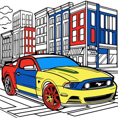 mustang on a street