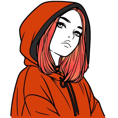 a realistic girl in a hoodie
