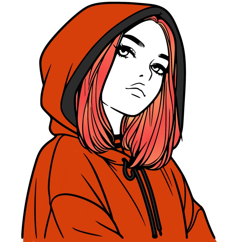 a realistic girl in a hoodie