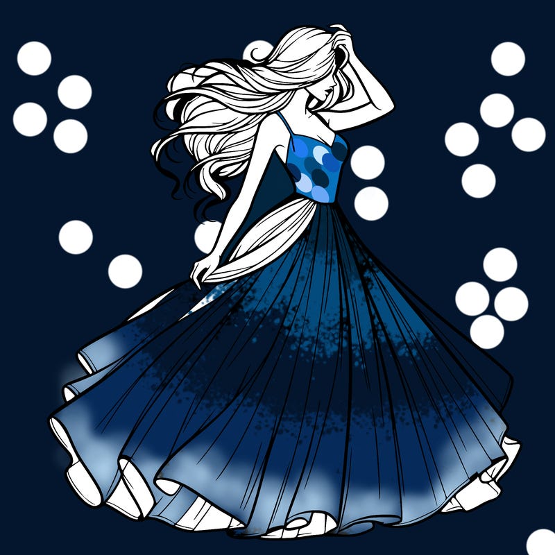 realistic woman with dress flowing in the wind