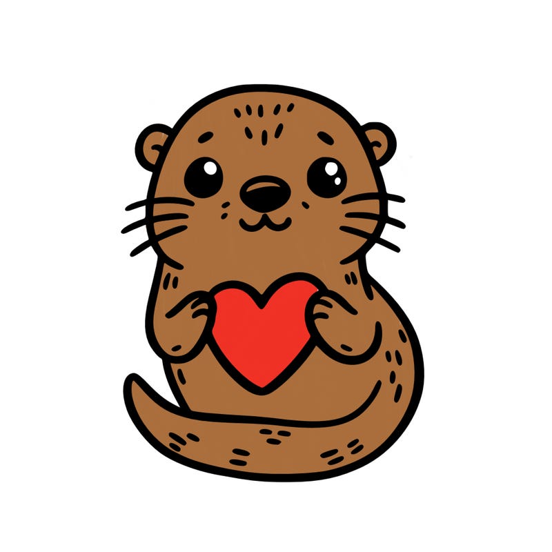 otter with a heart