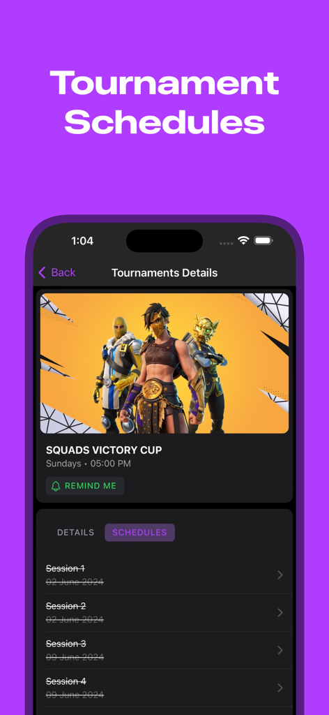 FNTrack - FN Companion App - Horarios de torneos de Fortnite y detalles de sesiones en la app FNTrack