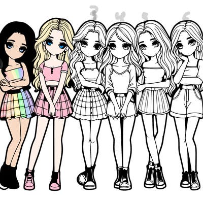 a group of girls realistic