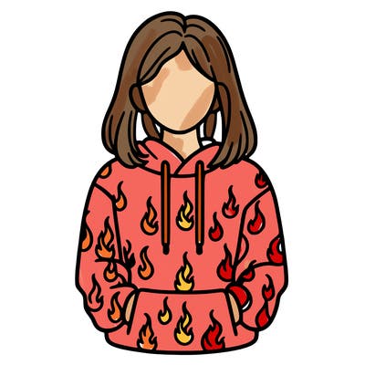 woman with fire hoodie
