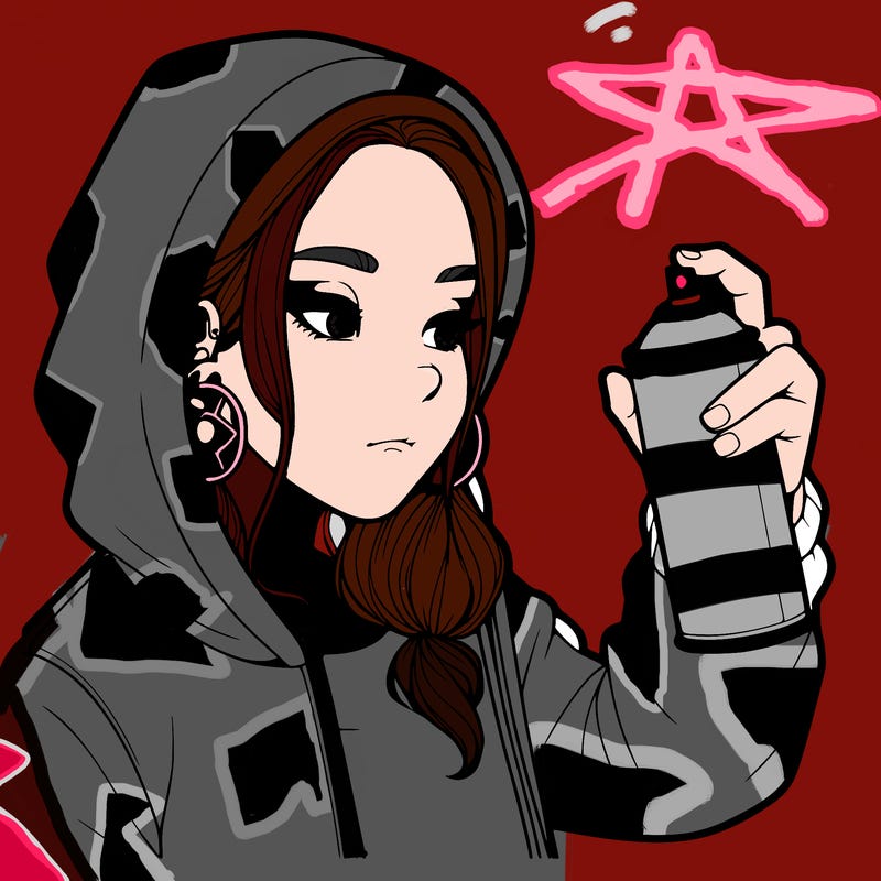 a realistic girl, spray painting