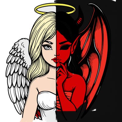 realistic angel half demon