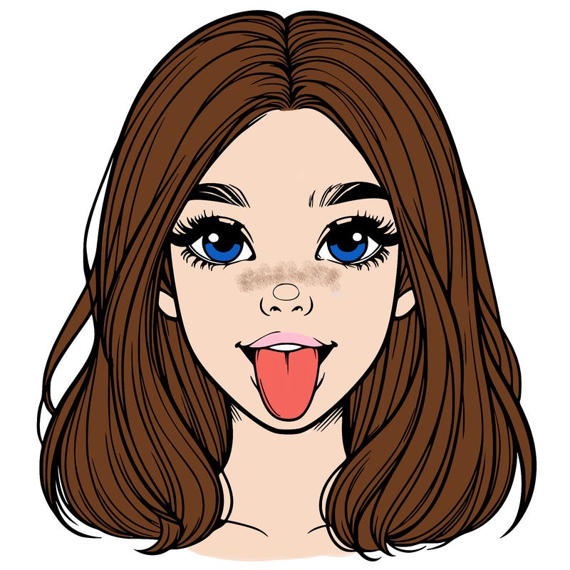 realistic girl with her tongue out