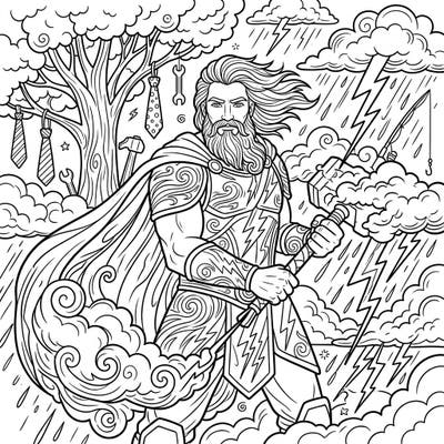 Celebrate Father's Day with this epic coloring page featuring a powerful Storm Giant. This intricate design offers a unique and engaging artistic challenge for teens and adults alike.
