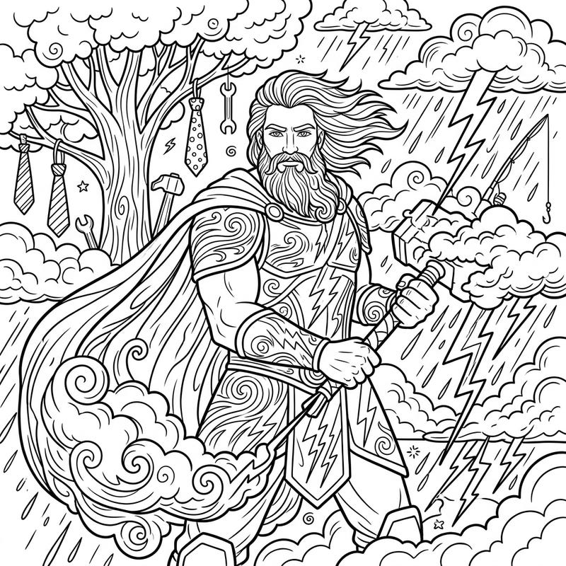 Celebrate Father's Day with this epic coloring page featuring a powerful Storm Giant. This intricate design offers a unique and engaging artistic challenge for teens and adults alike.