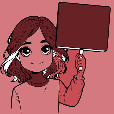 realistic girl holding up a sign