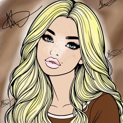 realistic girl with hair on her hair and lips