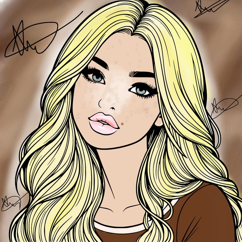 realistic girl with hair on her hair and lips