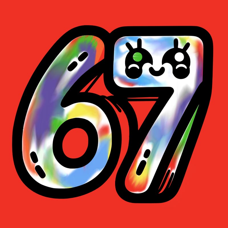 the numbers 67