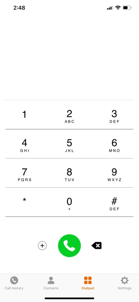 MyCall - Mytel - MyCall Mytel enterprise mobile PBX dialpad screen